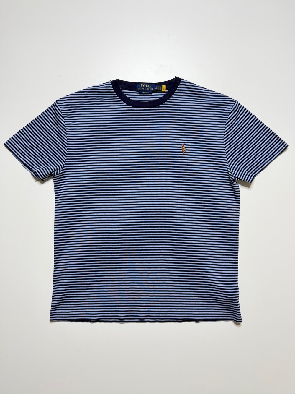 Polo Ralph Lauren Stripe Short Sleeve T-Shirt Mens Small Blue Black Casual